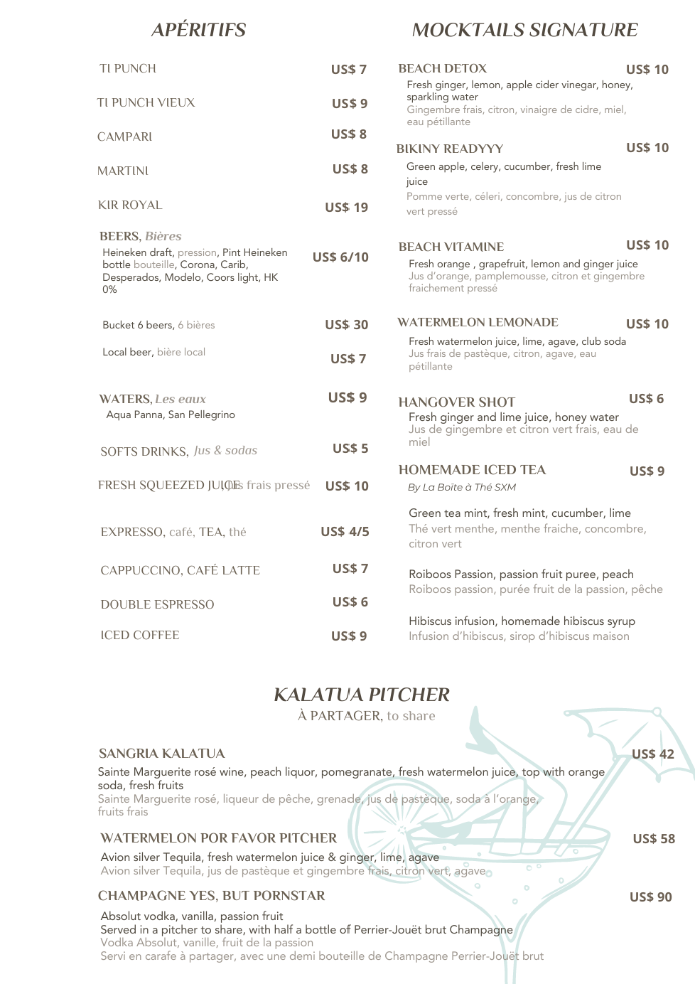 Cocktails menu page 2