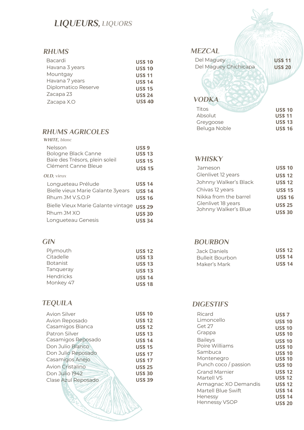 Cocktails menu page 5